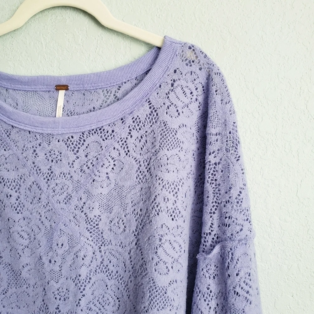 Free People Purple Knit Lace Not Cold In This Top